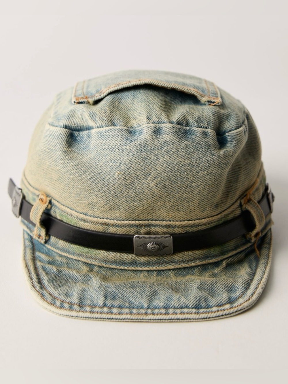 NWT Free People Washed Denim Cadet Hat Cotton Light Wash Blue w/updo Cutout - Picture 5 of 8